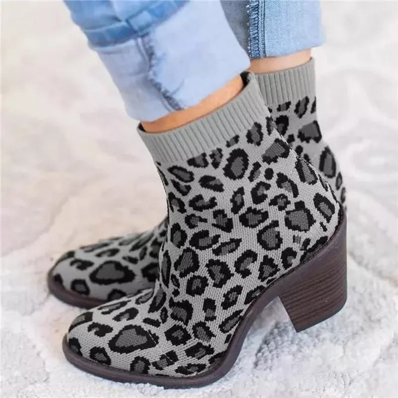 21 LEOPARD Woven Fabric Boots