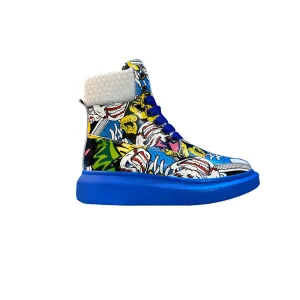 ALEXANDRO MOQUEN GRAFFITI STYLE CHUNKY SOLE SNEAKER BOOTS