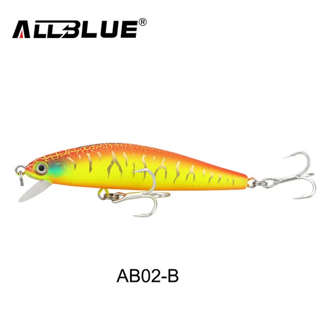 ALLBLUE 2017 Good Quality Fishing Lure Laser Minnow Wobbler Professional Baits 70mm/6.5g 8# Anti-rust Hook Crankbait Popper AB02