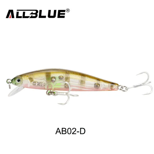 ALLBLUE 2017 Good Quality Fishing Lure Laser Minnow Wobbler Professional Baits 70mm/6.5g 8# Anti-rust Hook Crankbait Popper AB02