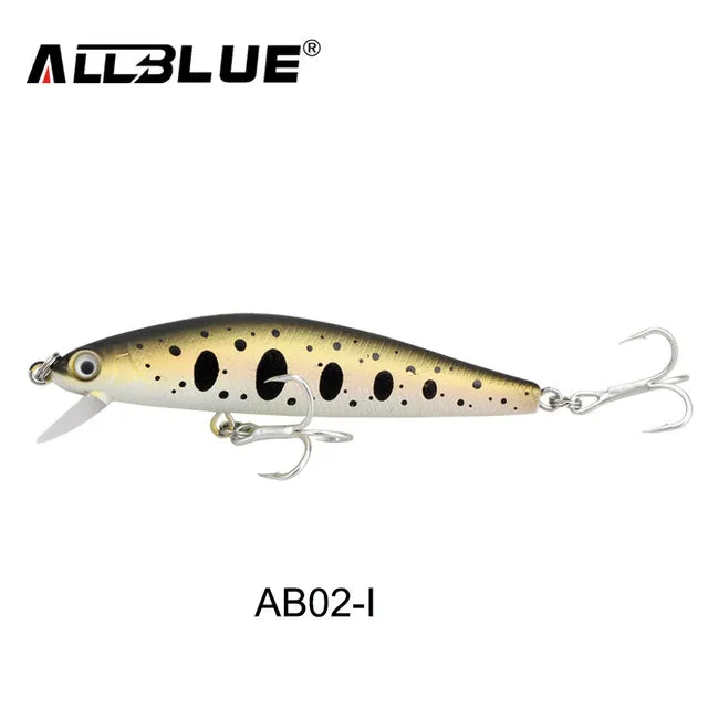 ALLBLUE 2017 Good Quality Fishing Lure Laser Minnow Wobbler Professional Baits 70mm/6.5g 8# Anti-rust Hook Crankbait Popper AB02