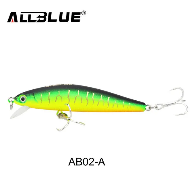 ALLBLUE 2017 Good Quality Fishing Lure Laser Minnow Wobbler Professional Baits 70mm/6.5g 8# Anti-rust Hook Crankbait Popper AB02