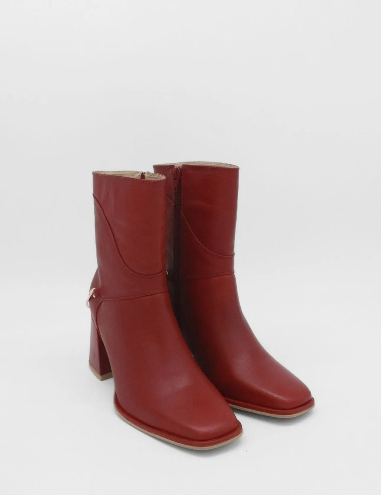 Amanda heeled ankle boot in red leather women's shoes