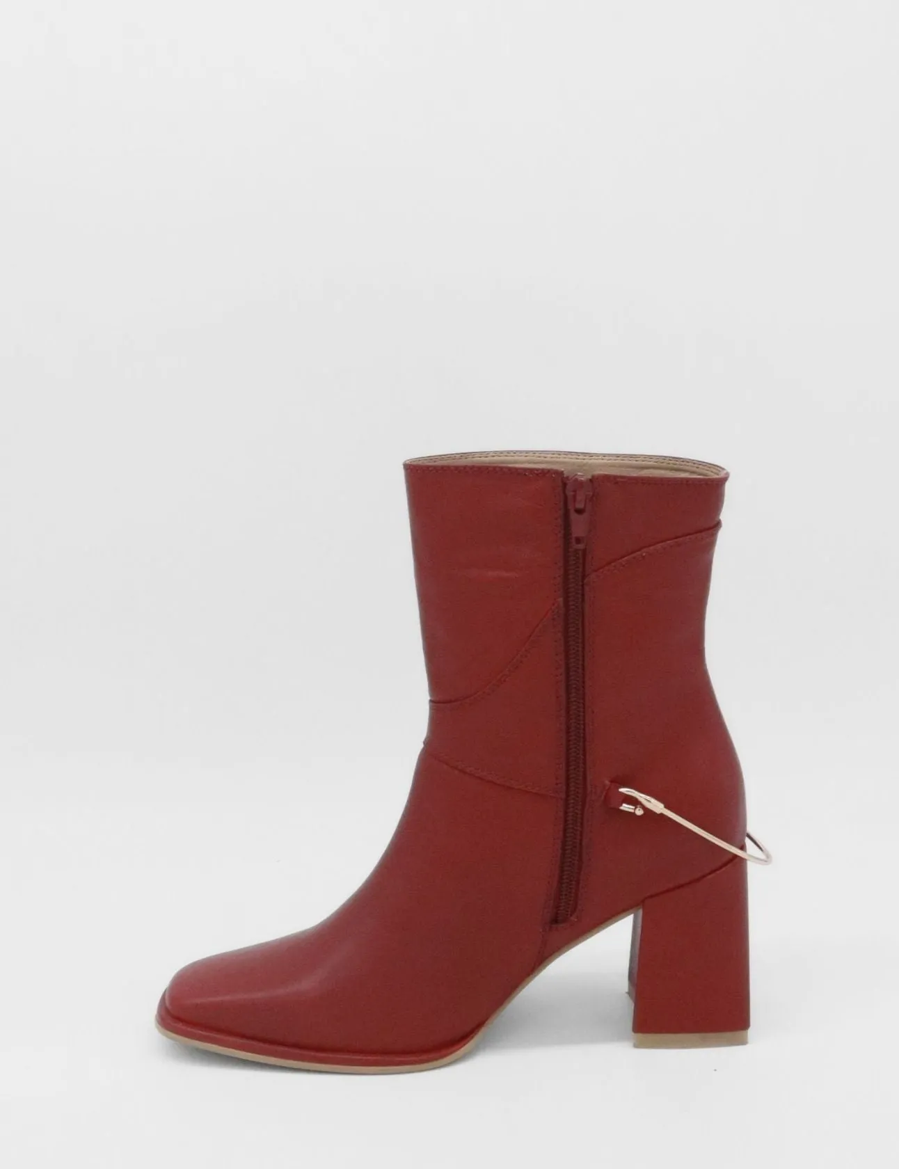 Amanda heeled ankle boot in red leather women's shoes