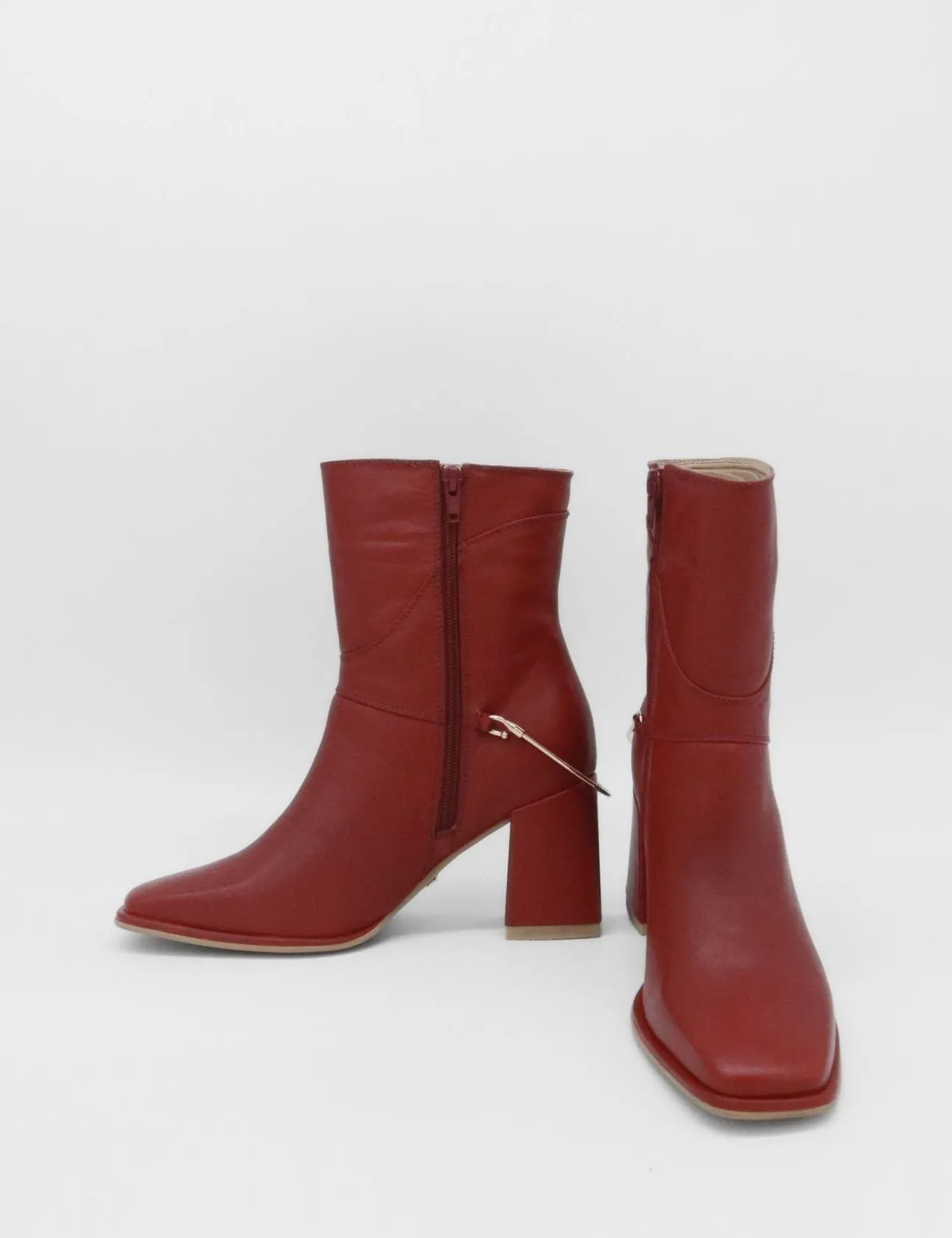 Amanda heeled ankle boot in red leather women's shoes