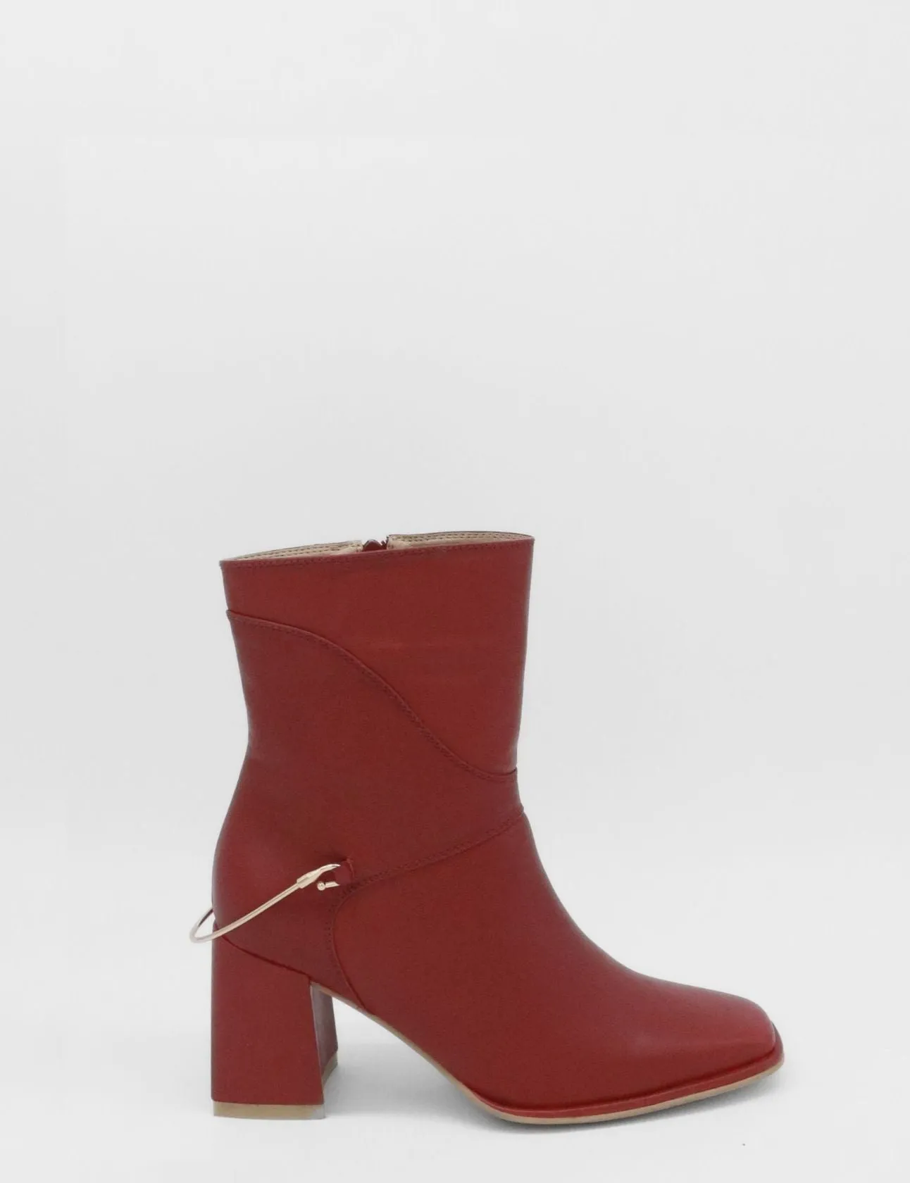 Amanda heeled ankle boot in red leather women's shoes