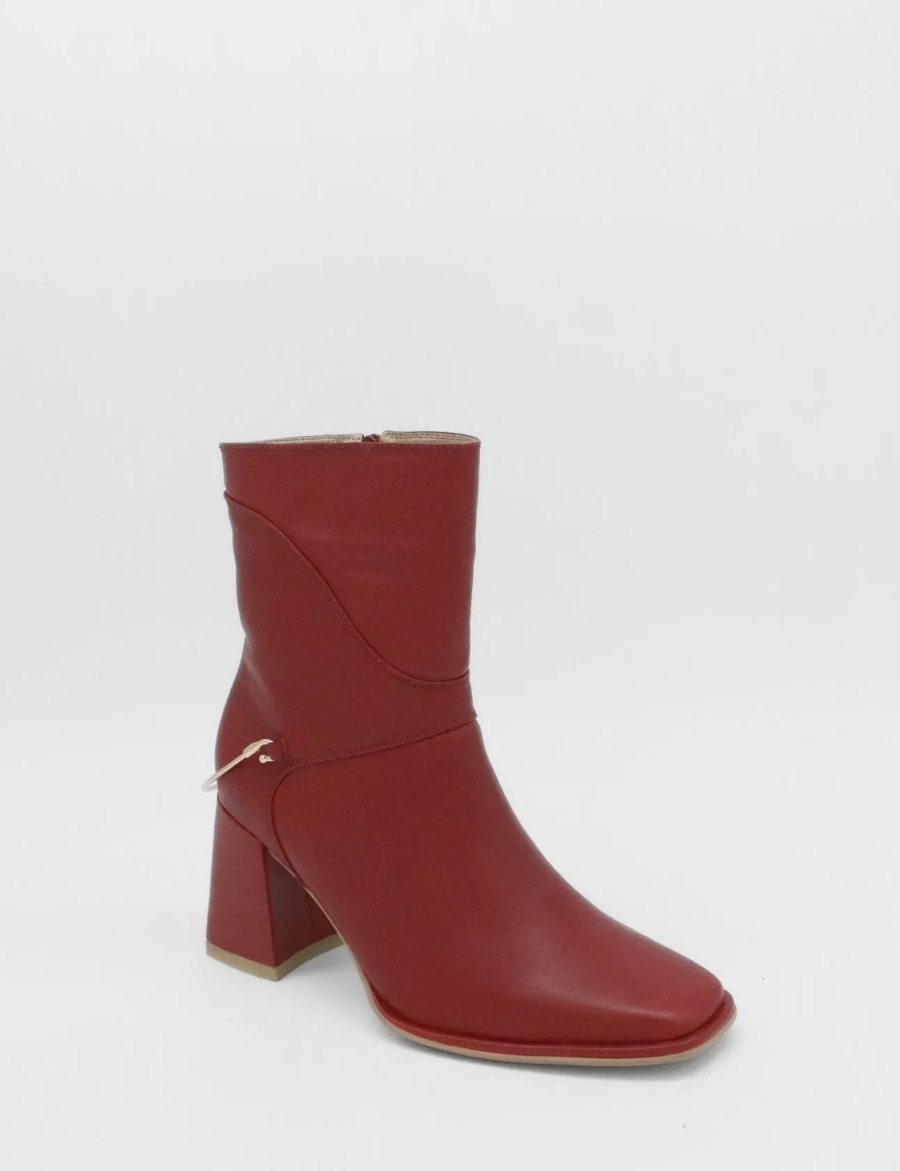 Amanda heeled ankle boot in red leather women's shoes