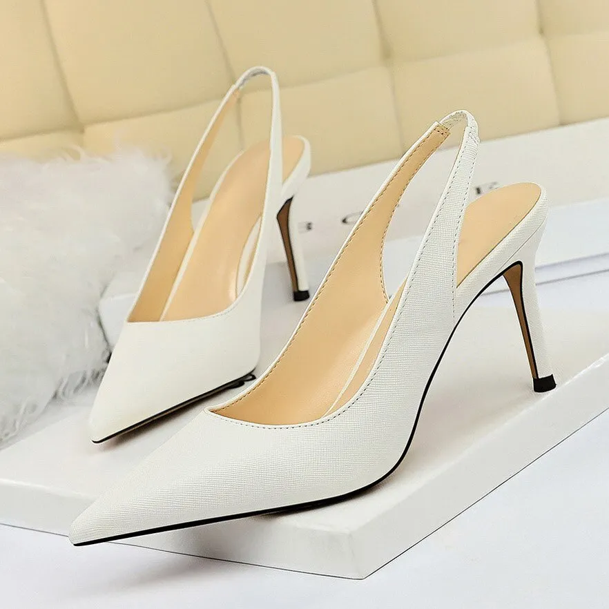 Amozae-2024 New Women 8cm High Heels Tacons Pumps Plus Size 10.5 Luxury Lady White Slingback Shoes Low Heels Scarpins Gold Blue Pumps