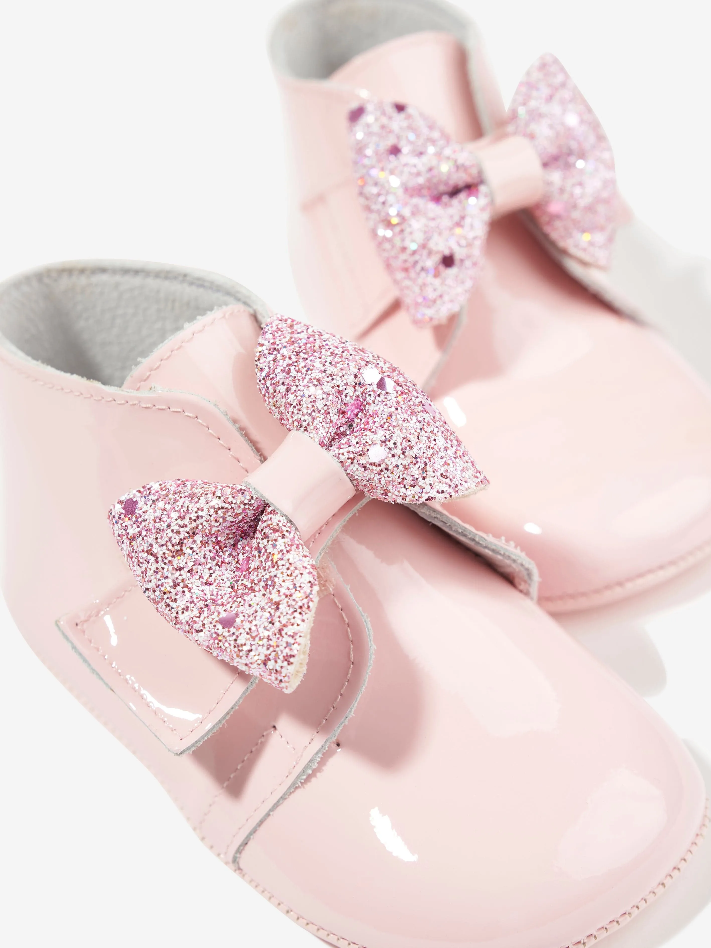 Andanines Baby Girls Glitter Bow Booties in Pink