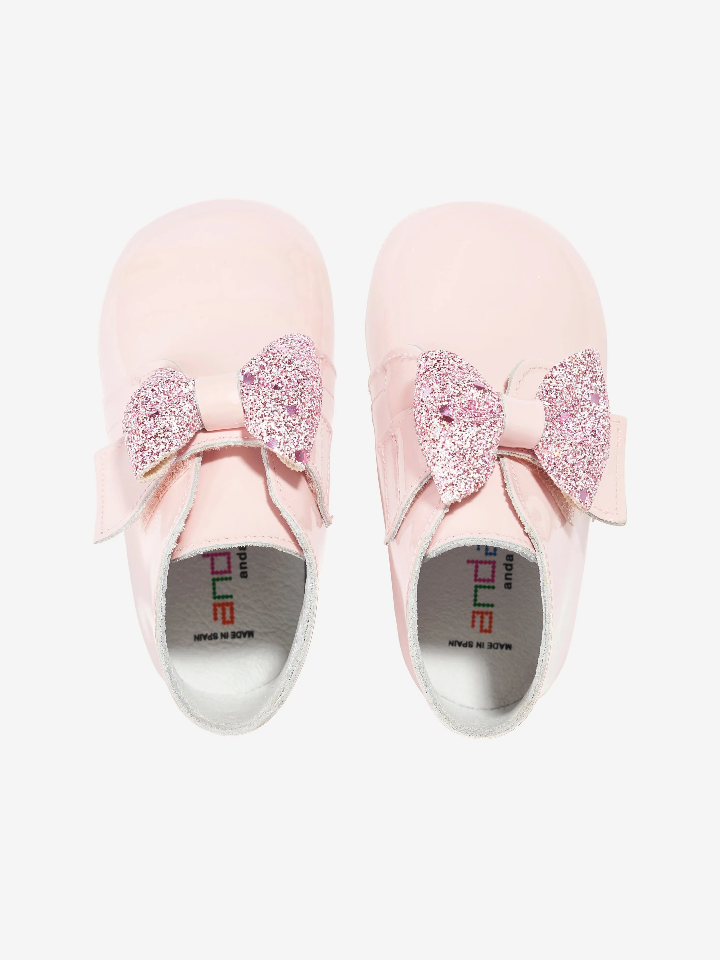 Andanines Baby Girls Glitter Bow Booties in Pink