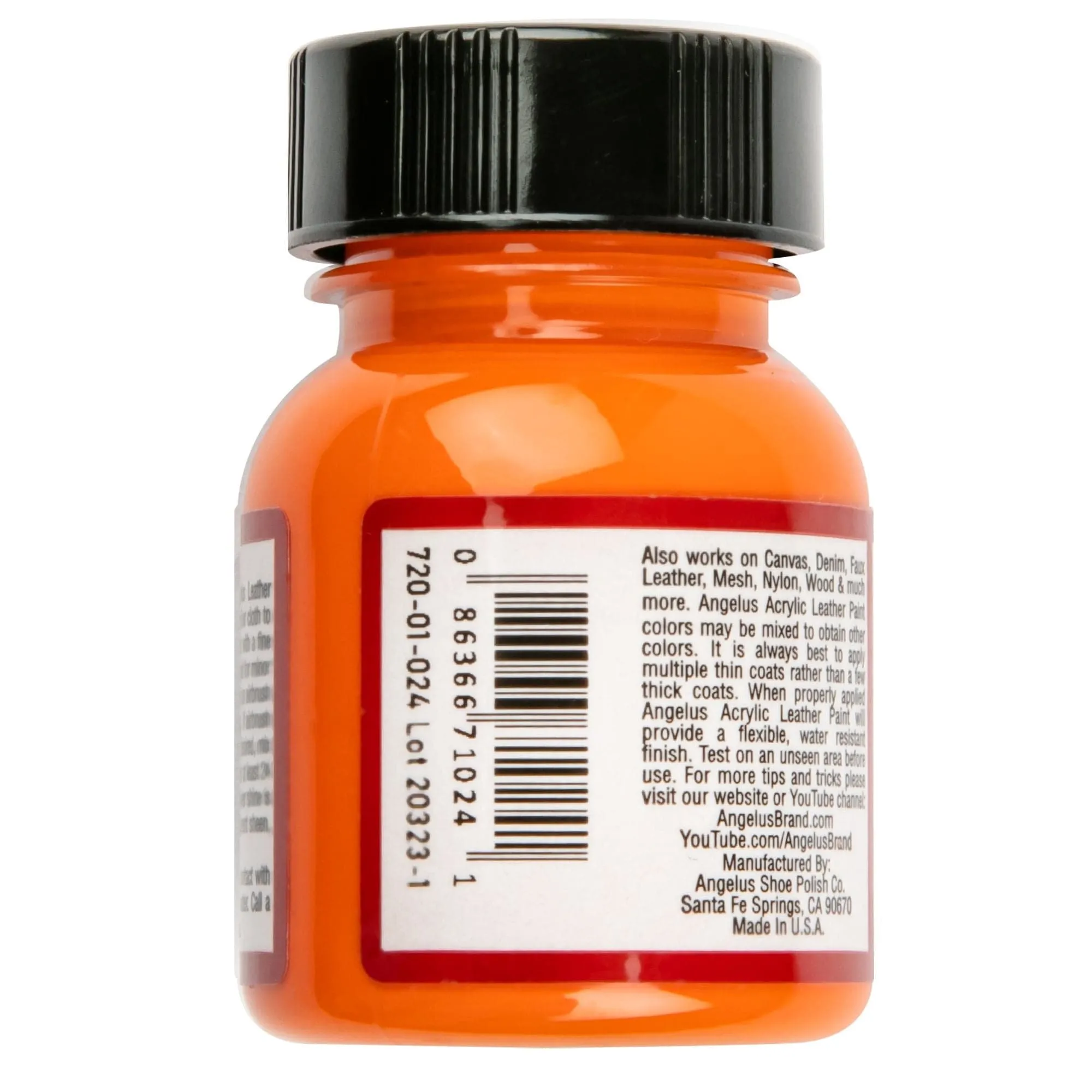 Angelus Acrylic Paint Orange #024 29Ml Use On Leather, Vinyl Or Fabric