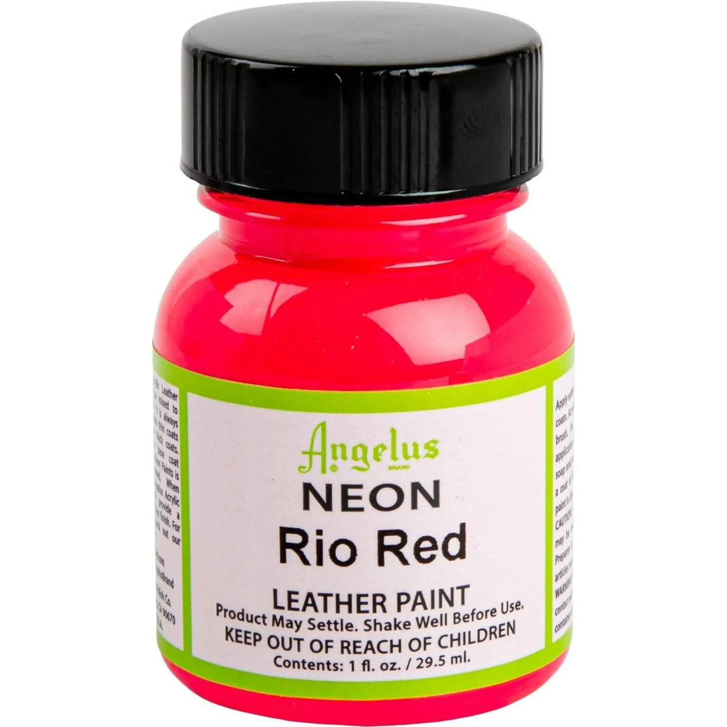 Angelus Neon Acrylic Paint Rio Red 29Ml Use On Leather, Vinyl Or Fabric