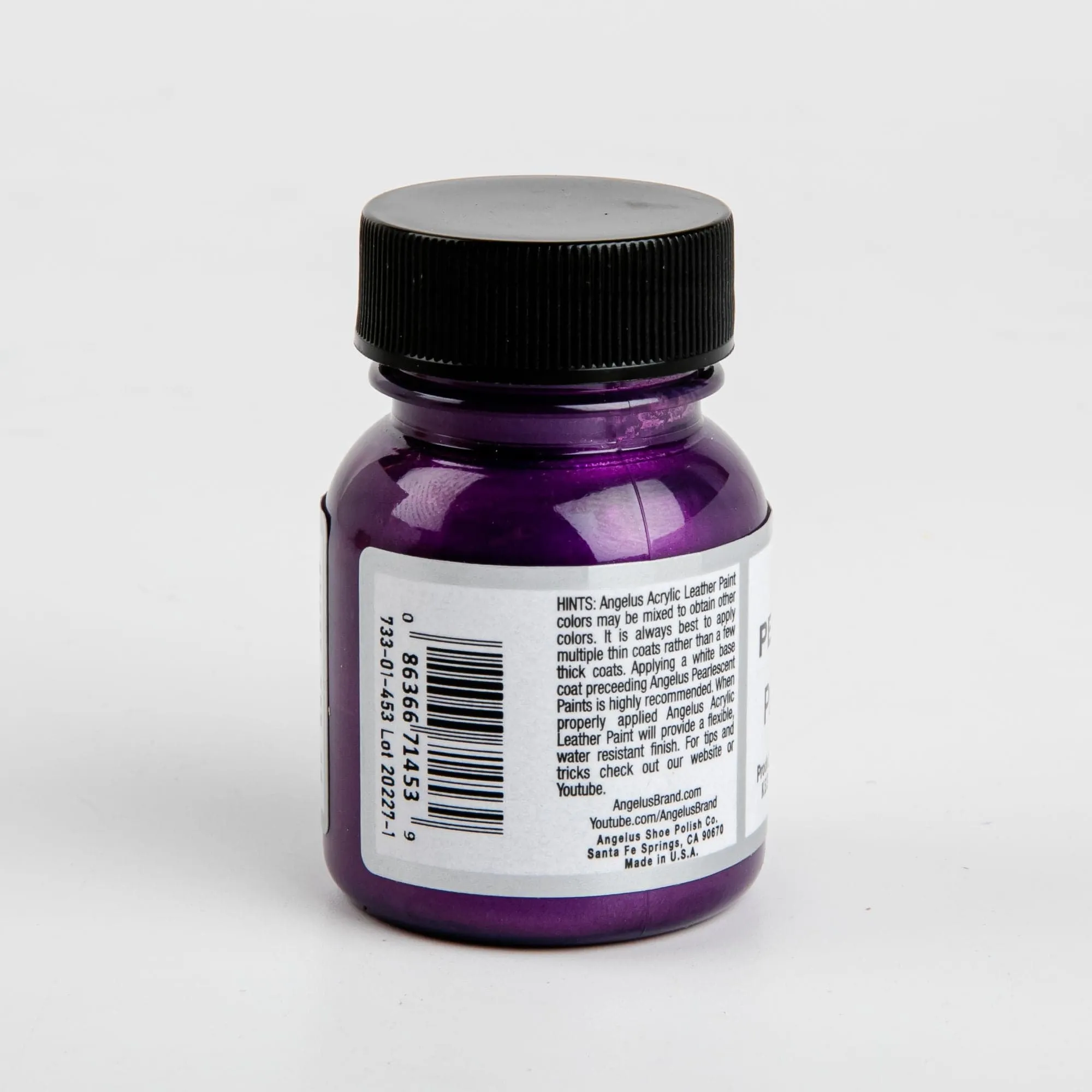 Angelus Pearlescent Acrylic Paint Prince Purple #453 29Ml Use On Leather, Vinyl Or Fabric