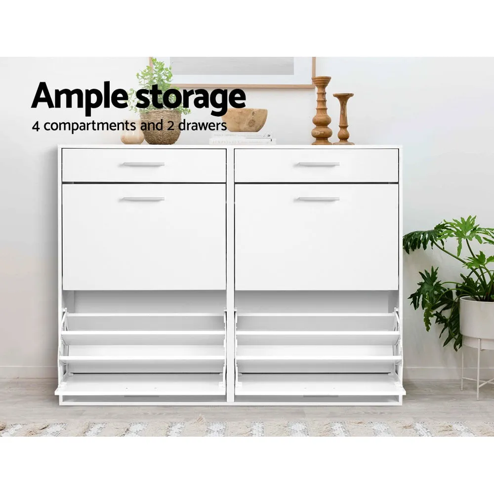 Artiss 36 Pairs Shoe Cabinet Rack Organisers Storage Shelf Drawer Cupboard White