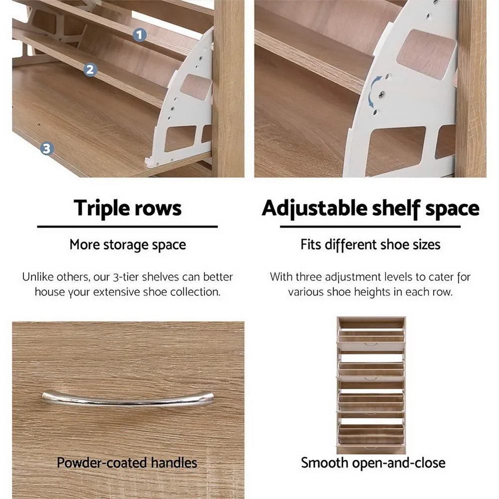 Artiss Shoe Rack Cabinet 60 Pairs 4 Doors - Wood