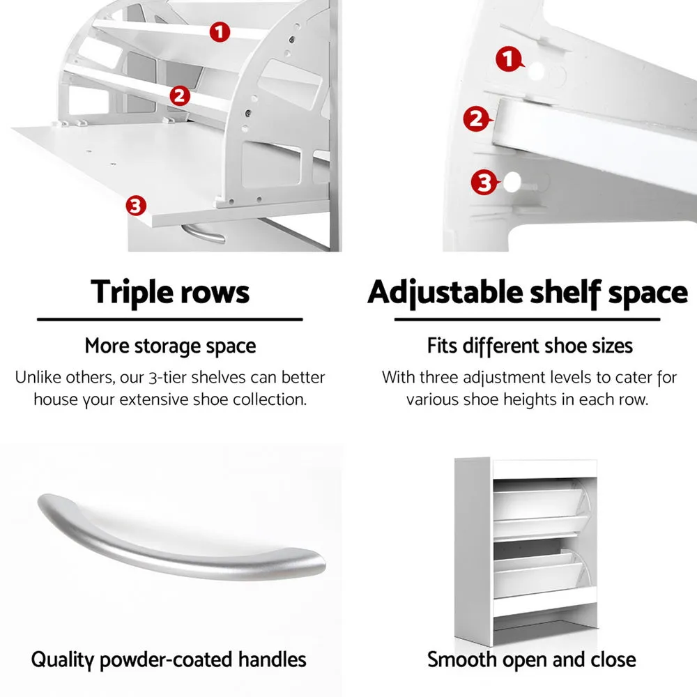 Artiss Shoe Rack Cabinet Adjustable Shelves 24 Pairs White Iris