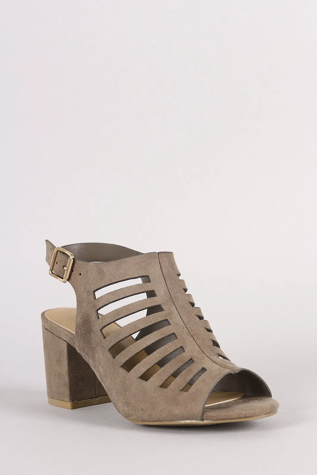 Bamboo Caged Chunky Kitten Heel