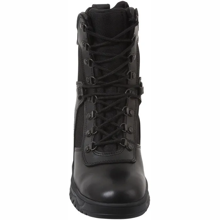 Black Public Safety Slip Resistant Forced Entry Tactical Boots with Side Zipper Leather 8 in.