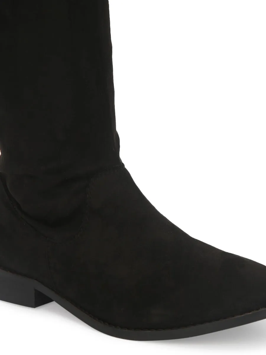 Black Suede Thigh High Boots