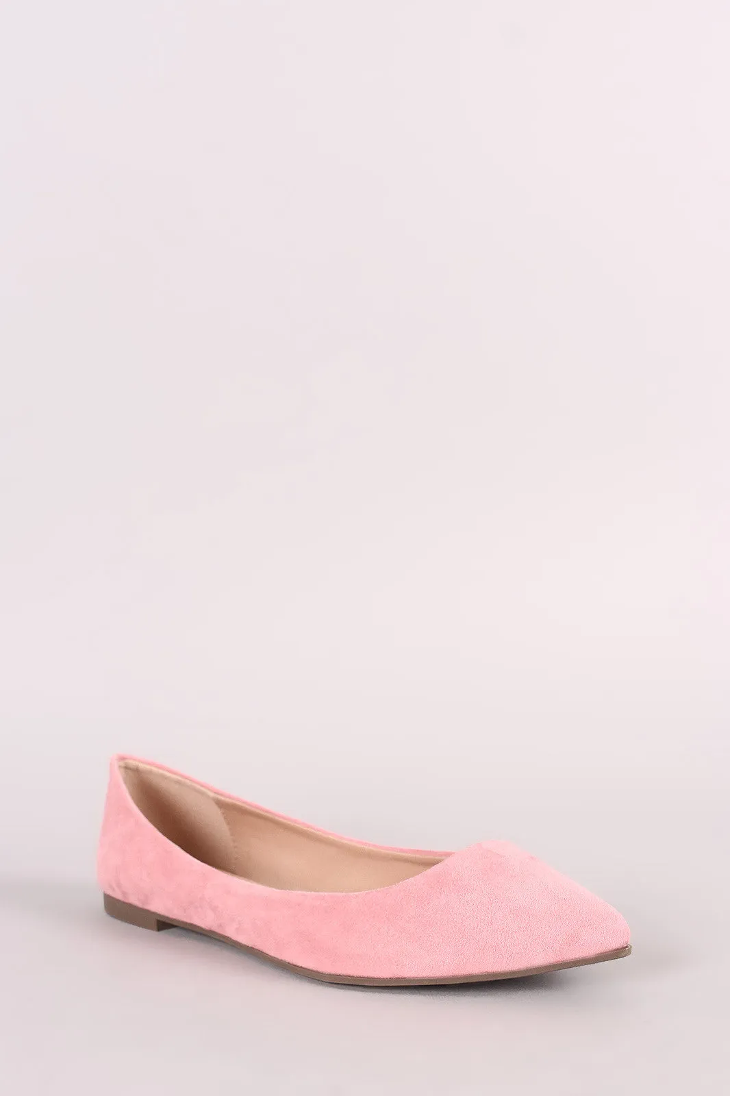 Breckelle Simple Vegan Suede Pointy Toe Flats