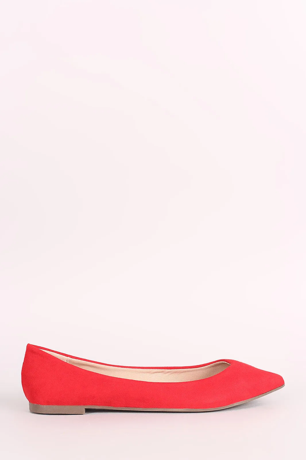 Breckelle Simple Vegan Suede Pointy Toe Flats