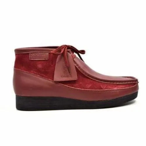 British Walkers New Castle Wallabee Boots Men's Red Leather and Suede