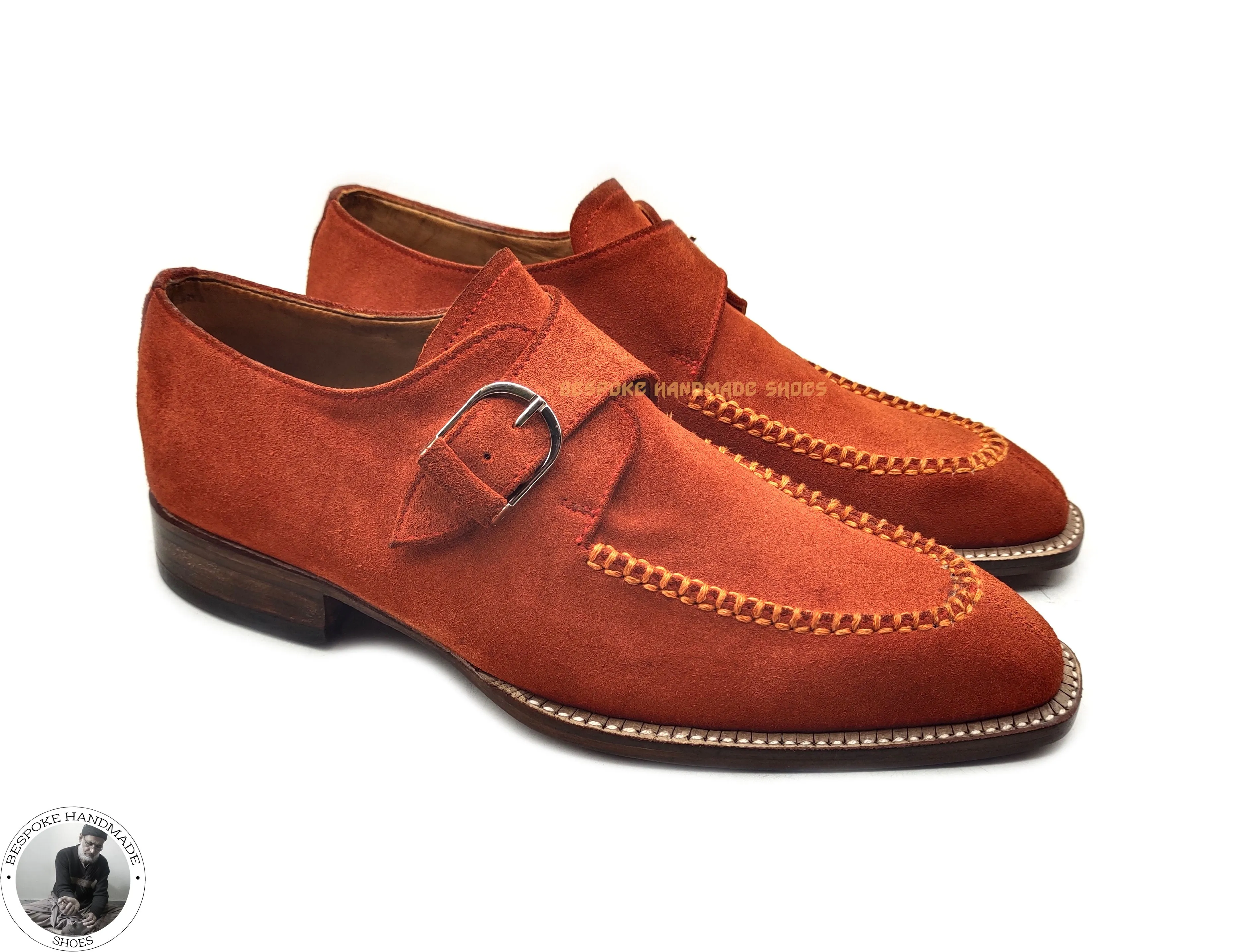 Buy Handmade Pure Suede Single Monk Strap, Dress / Formal Goodyear Welted Shoes