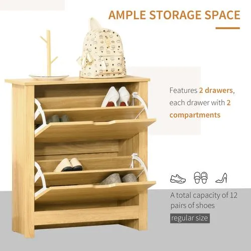 Cabinet for Shoes - 12 Pairs, Light Brown, 4 Shelves