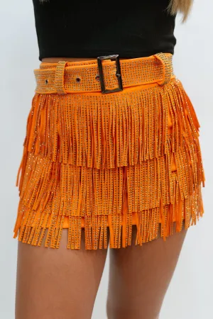 Cha Cha Fringe Skort - Orange