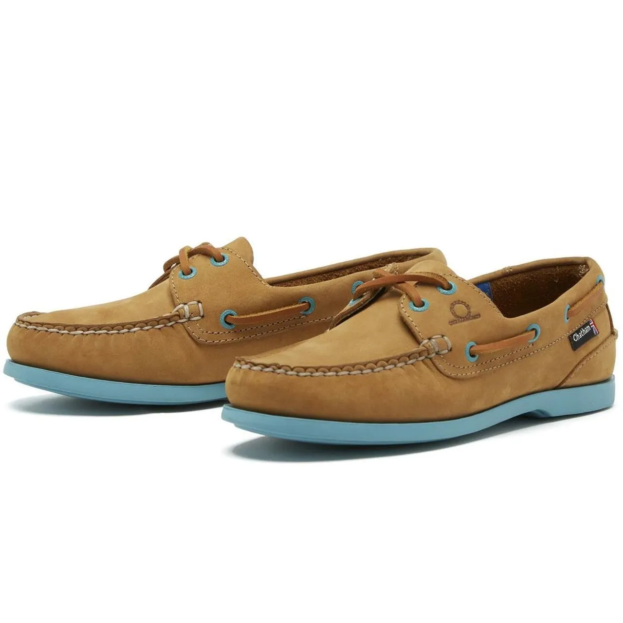 CHATHAM Pippa II G2 Leather Boat Shoes - Women's - Tan/Turquoise