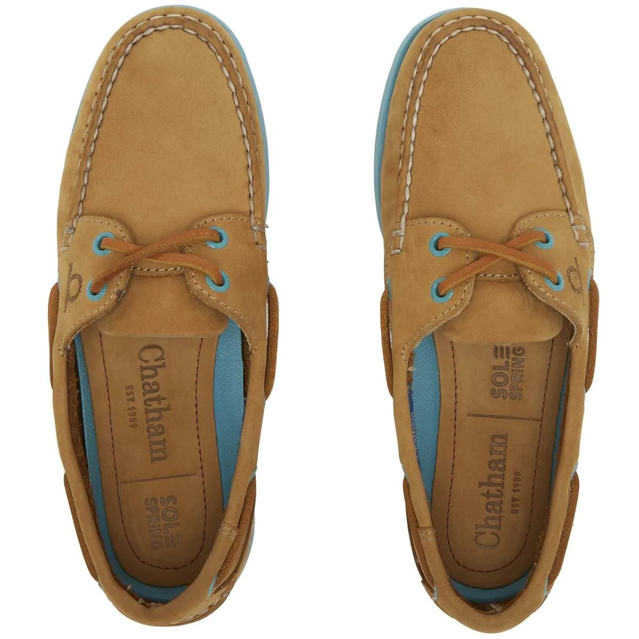 CHATHAM Pippa II G2 Leather Boat Shoes - Women's - Tan/Turquoise