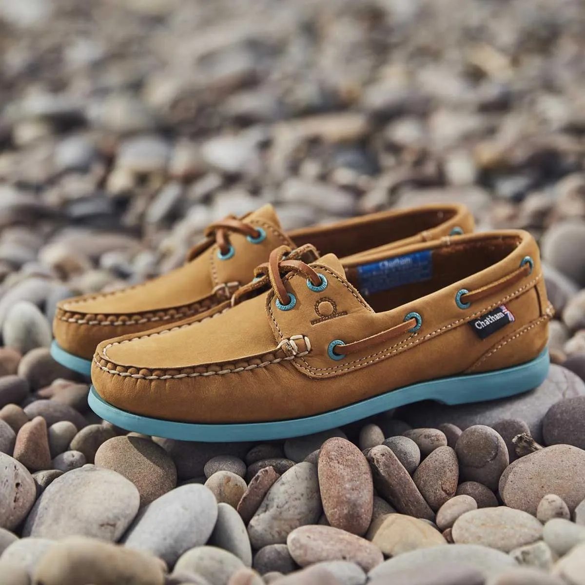 CHATHAM Pippa II G2 Leather Boat Shoes - Women's - Tan/Turquoise