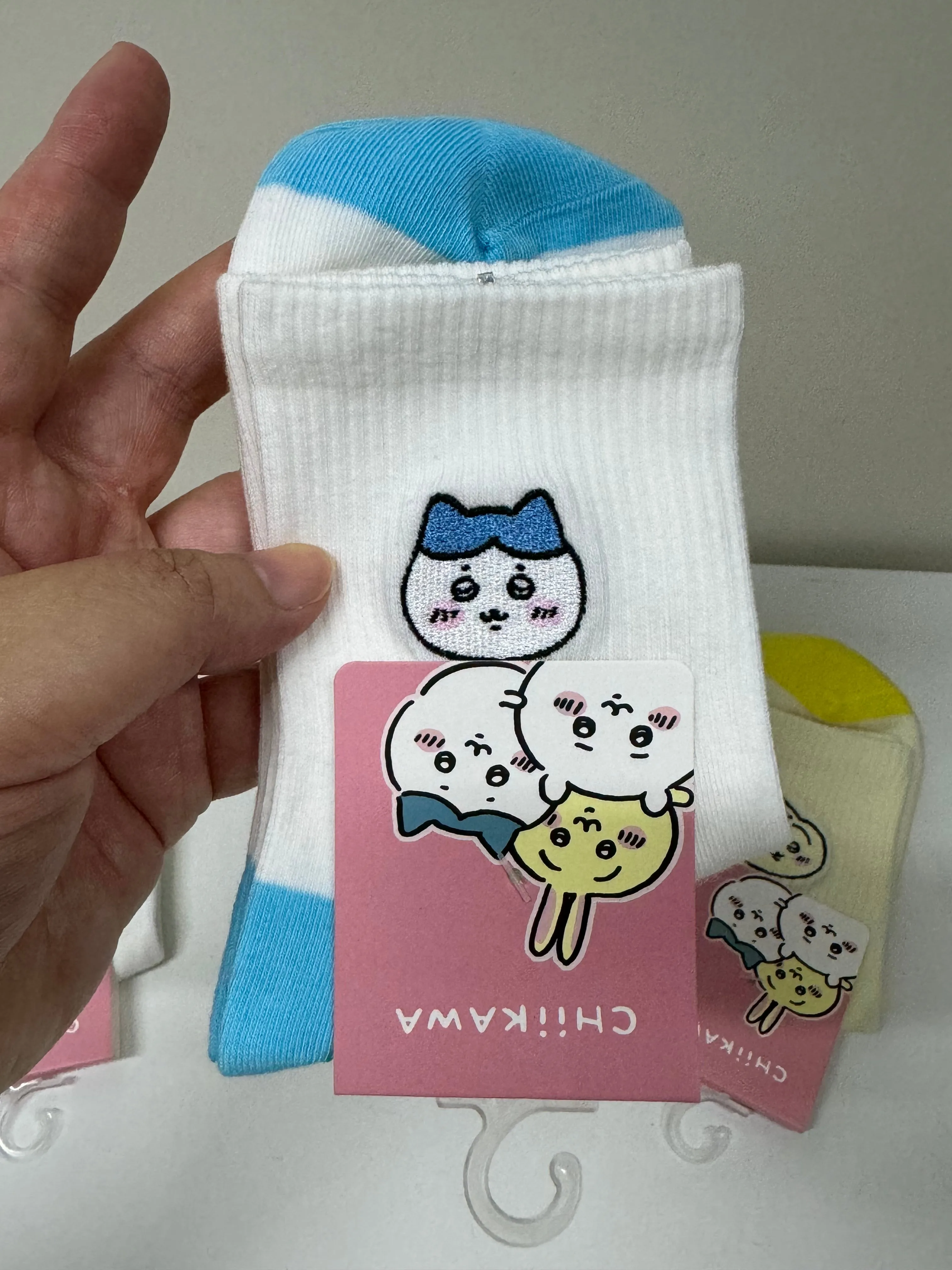 ChiiKawa X Miniso | ChiiKawa Hachiware Usagi Socks with Embroidery Logo - Kawaii items Room Decoration doll