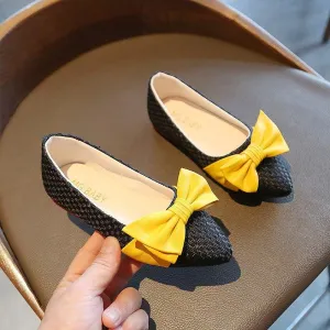 Children's Leather Shoes Pointed Toe Bow Girls Princess Shoes