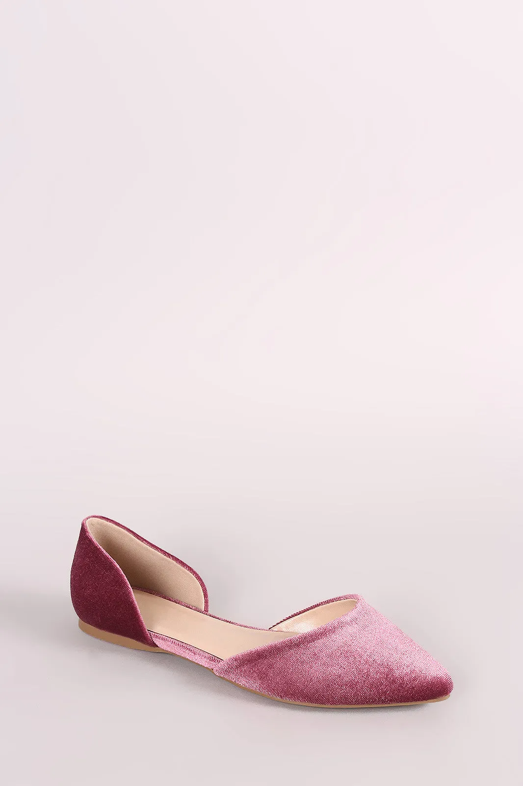 City Classified Velvet Pointy Toe Dorsay Flat