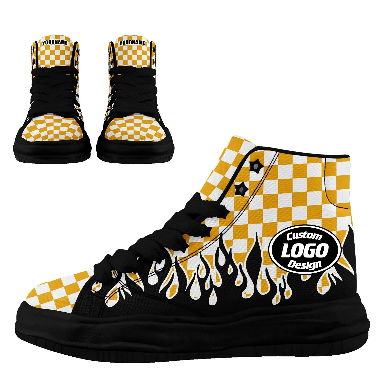 Custom Black Yellow White Pittsburgh Firesoul Shoes Personalized Sneaker FN039-D020272-30