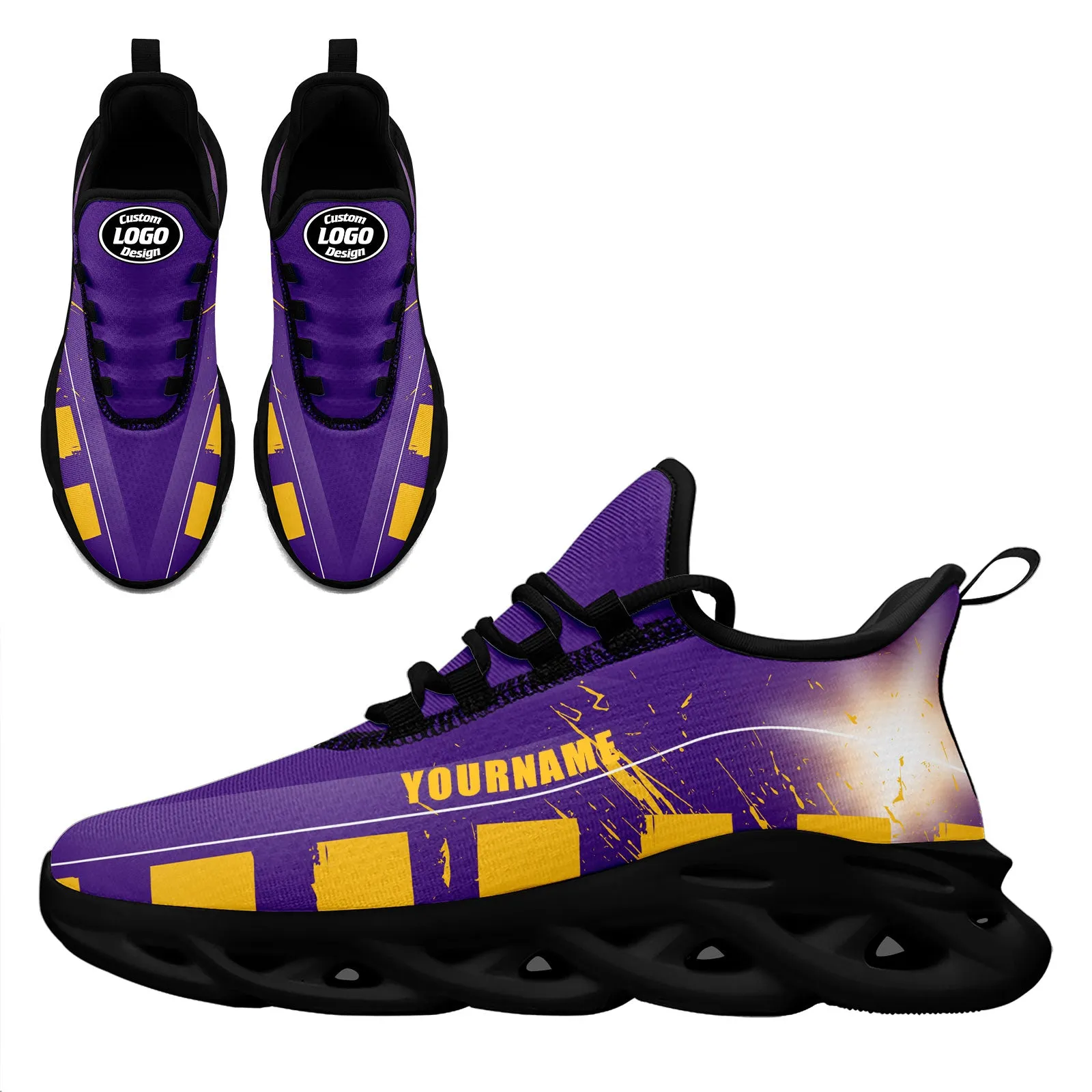 Custom Purple Yellow Minnesota Maxsoul Shoes Personalized Sneaker FN003-D020260-17