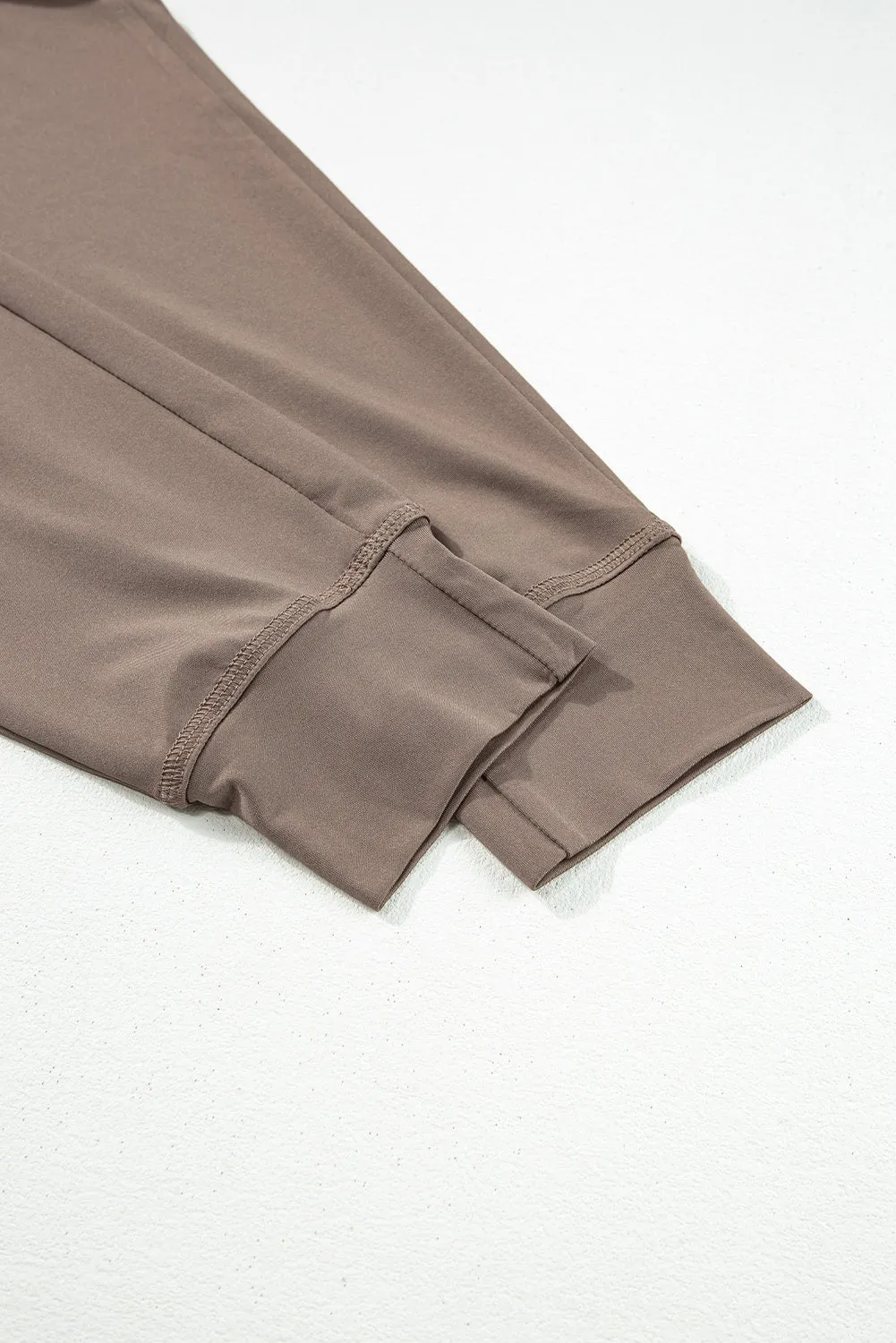 Dark Brown Casual Drawstring Drop Waist Pocketed Joggers