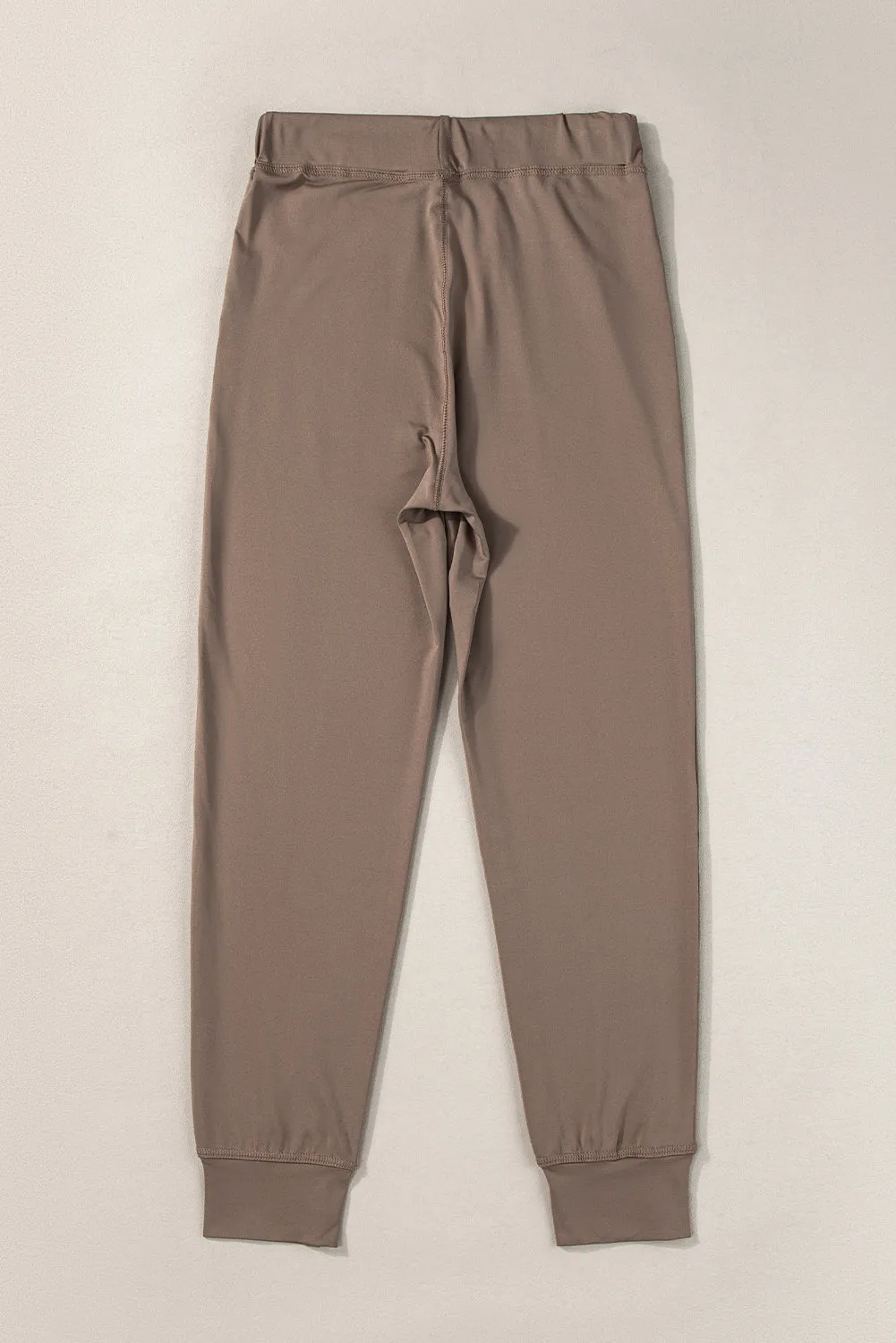 Dark Brown Casual Drawstring Drop Waist Pocketed Joggers