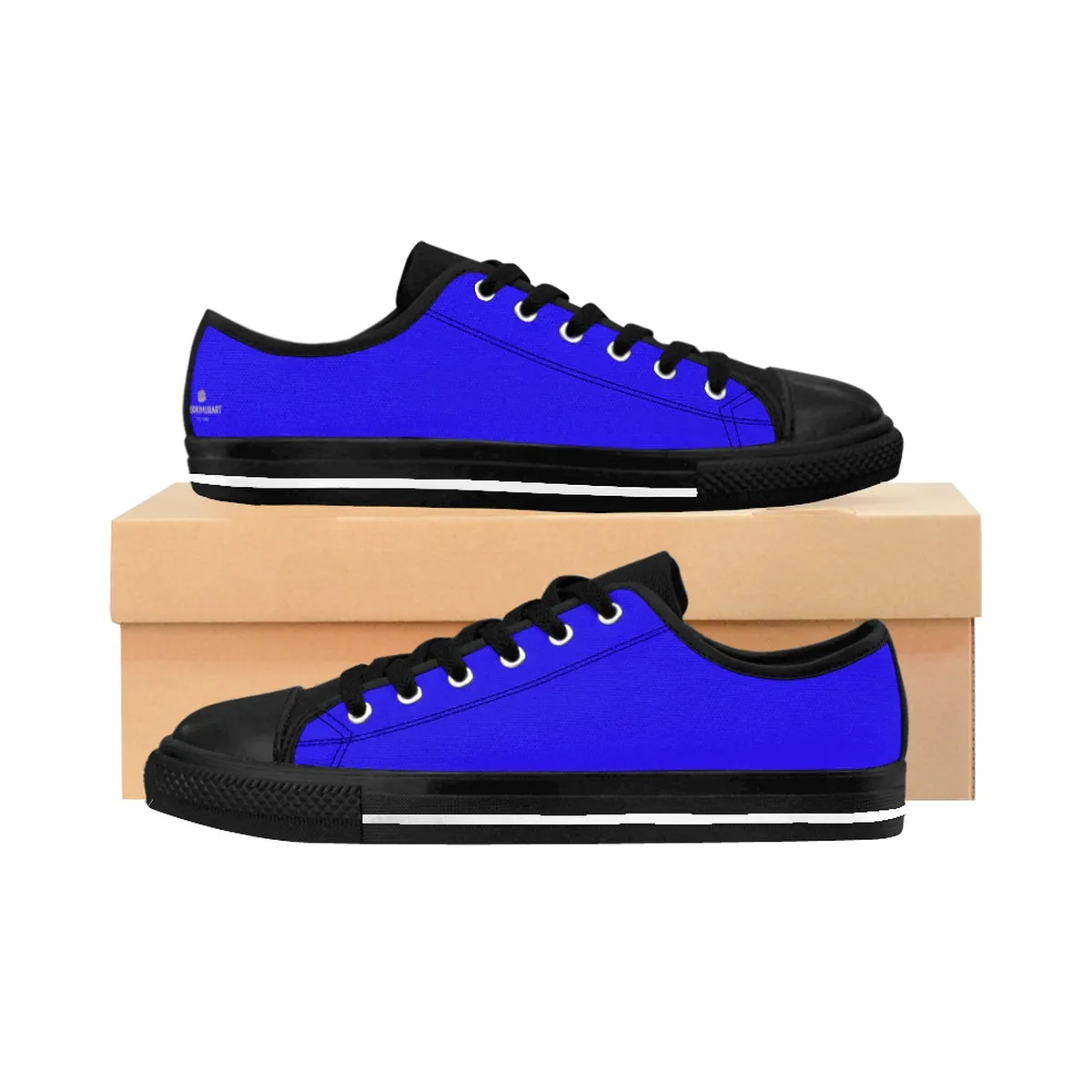 Deep Blue Men's Sneakers, Solid Blue Color Designer Men's Running Low Top Best Tennis Shoes