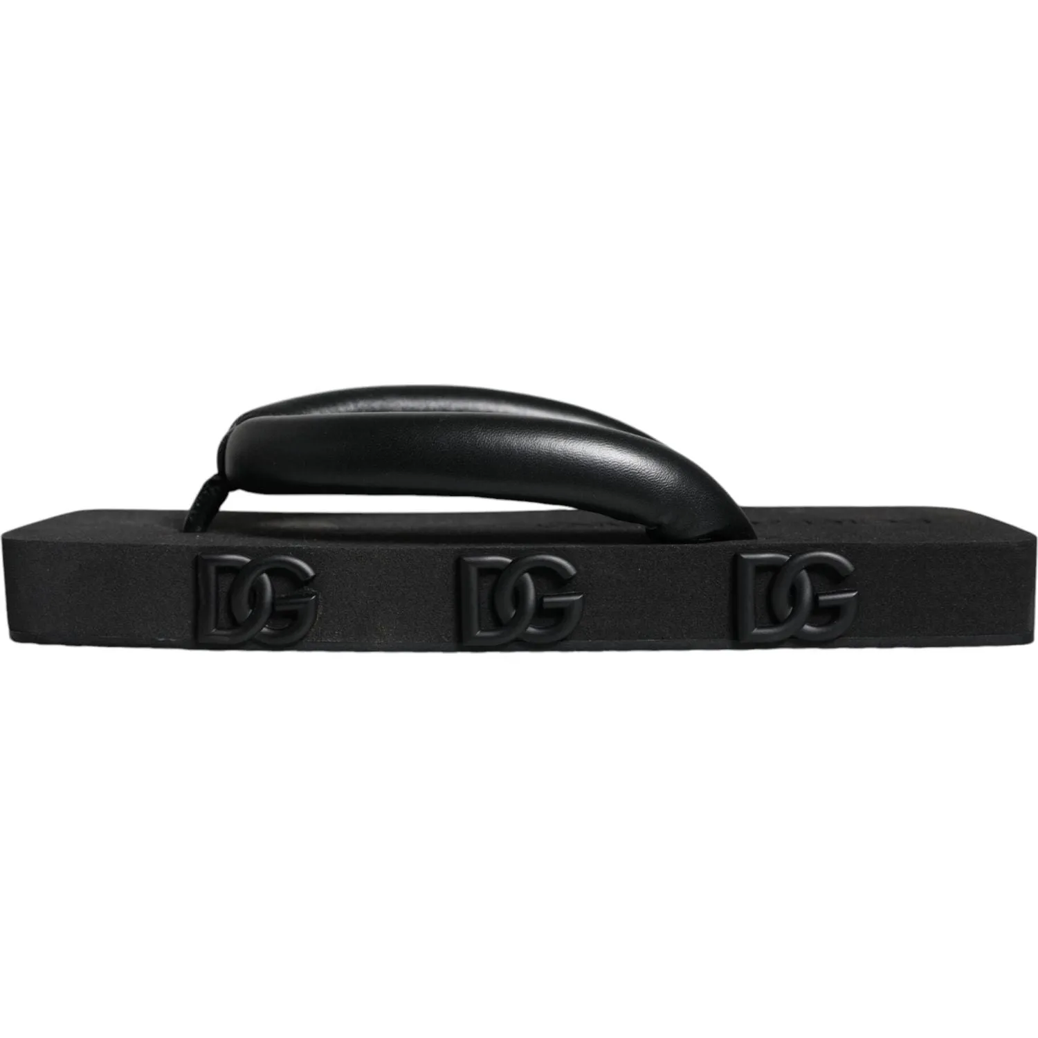 Dolce & Gabbana Black Rubber Flip Flops Slide Sandals Shoes