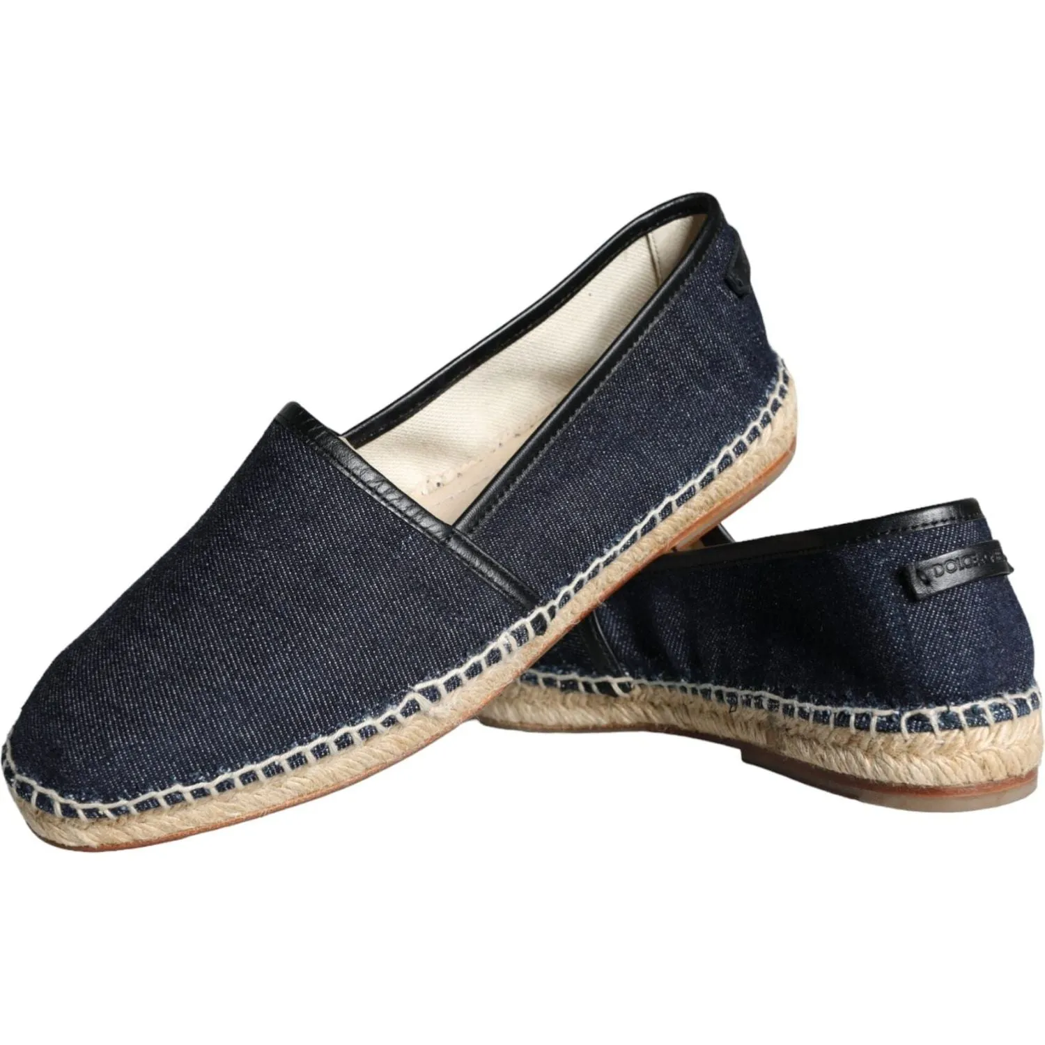 Dolce & Gabbana Blue Denim Cotton Leather Espadrilles Shoes