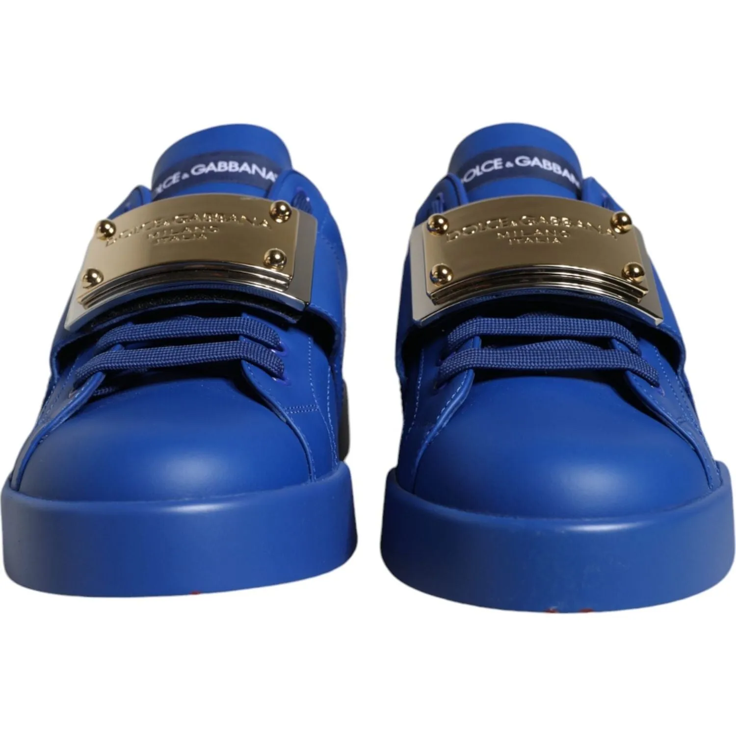 Dolce & Gabbana Blue Leather Low Top Portofino Sneakers Shoes