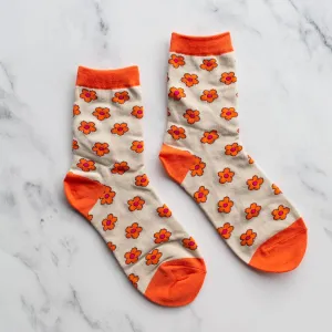 Doodle Flower Crew Socks