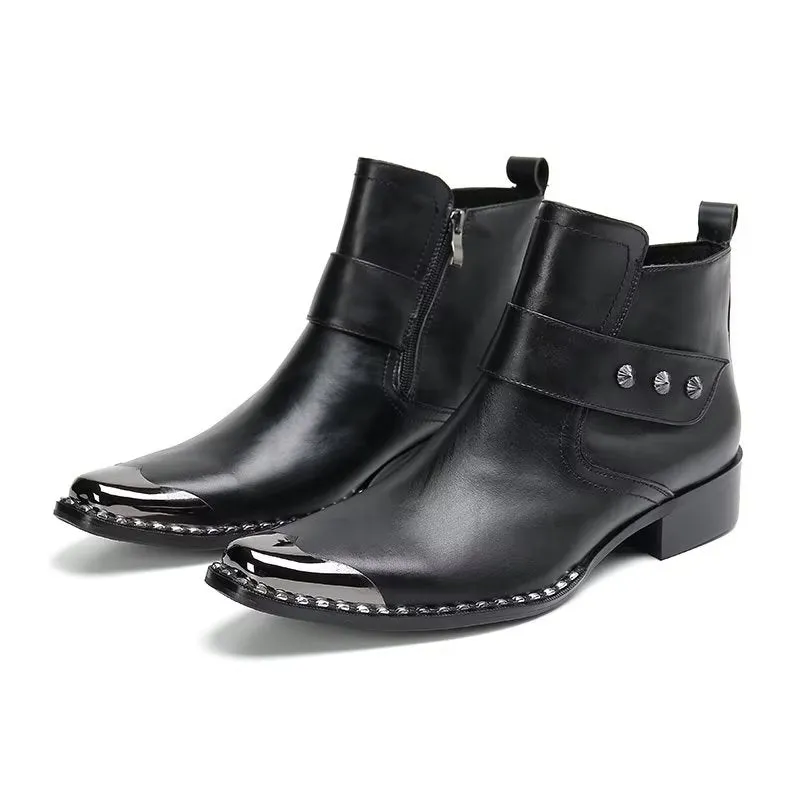 ElegantLuxe Genuine Leather Zipper Dress Boots