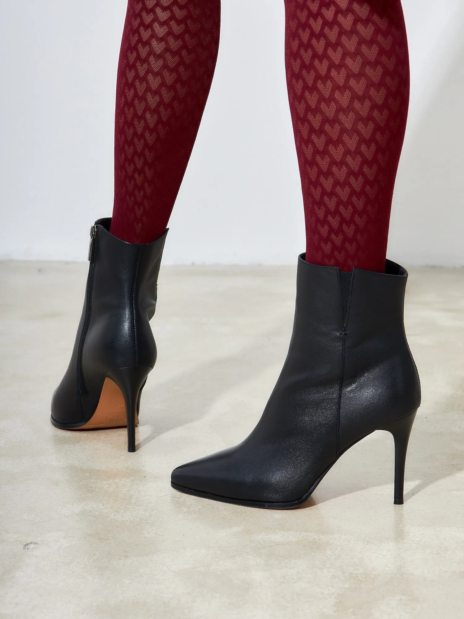 Elevated Leather Heeled Boots - Black