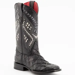 Ferrini Women's Bronco Square Toe Boots Pirarucu Fish Print - Black  9339304