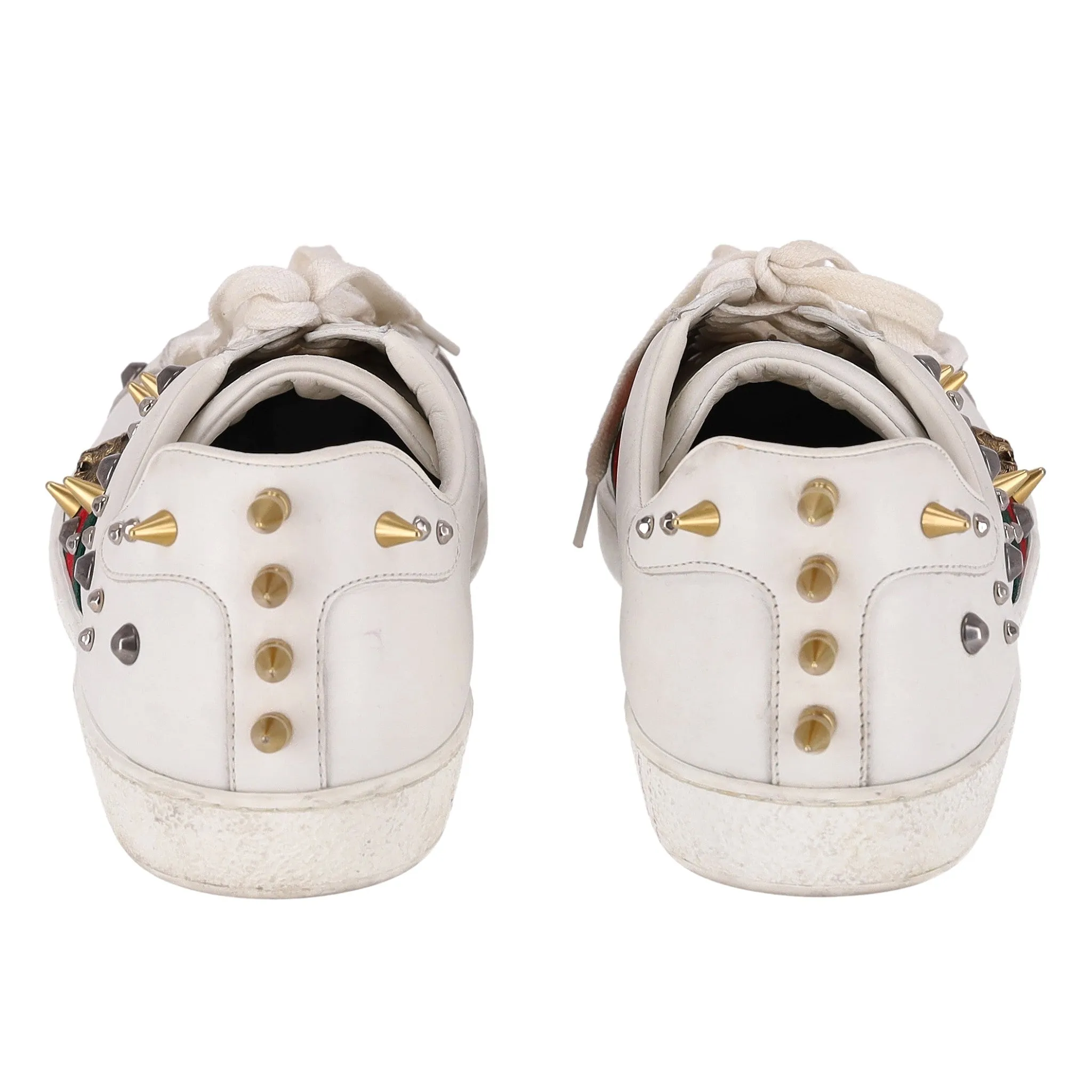 Gucci Ace Punk Web Studded Leather Sneakers. Size 45