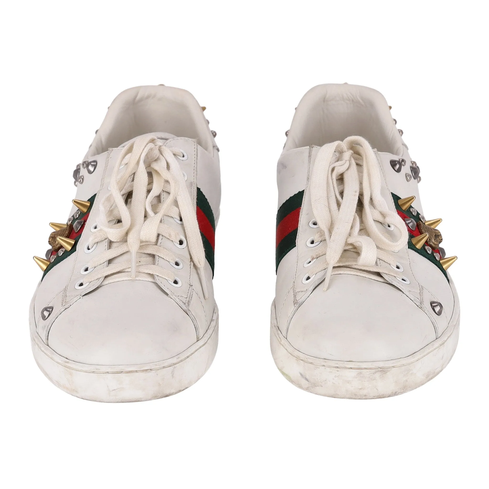 Gucci Ace Punk Web Studded Leather Sneakers. Size 45