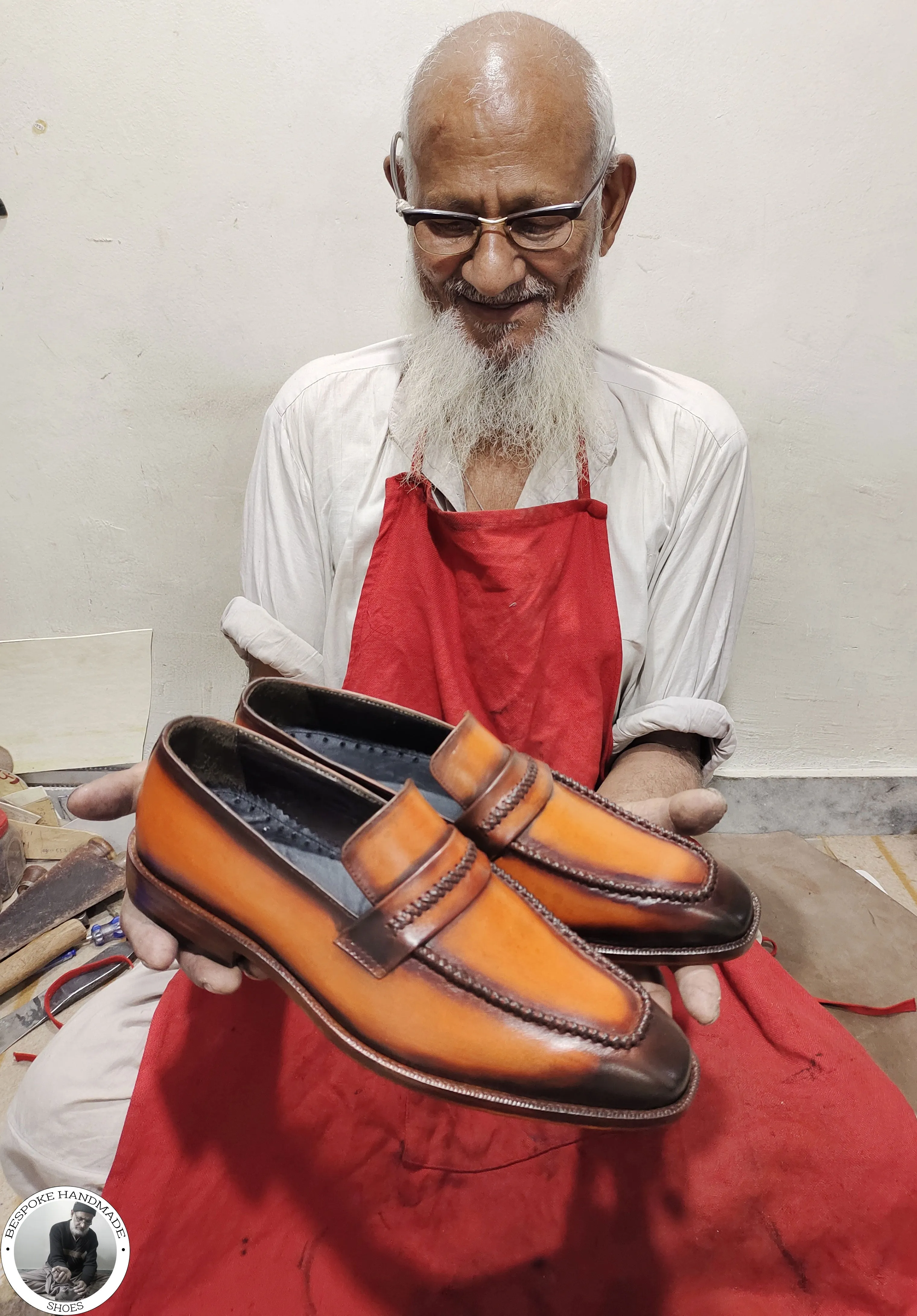 Handmade Men’s Formal Business Comfortable Brown Leather Bit Black Shaded Loafer moccasian Shoes